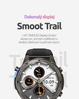 ✨ Vidíš víc, kdykoli chceš! Chytré hodinky Smoot Trail s AMOLED displejem přinášejí perfektní barvy a ostrý obraz i na...