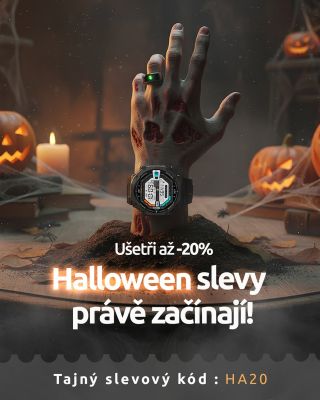 Hůůůů 🎃 Halloween sleva až 20 %! 🕸️ Zadej při nákupu kód HA20 a získej slevu na: ⌚ chytré hodinky 💍 chytré prsteny 🎧...